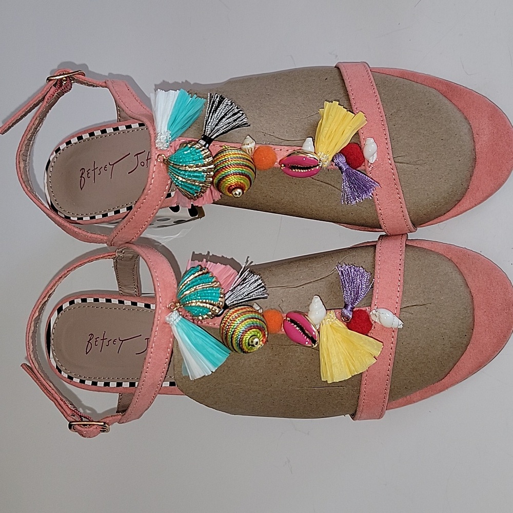BETSEY JOHNSON DYNAH EMBELLISHED BLOCK HEEL SANDALS - Picture 7 of 12